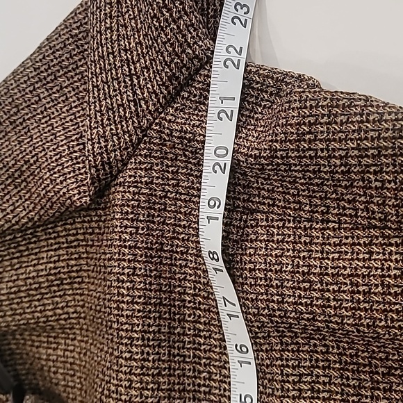 Jones New York Virgin Wool Blend Tweed Open Front Blazer Brown 14 - Picture 5 of 12